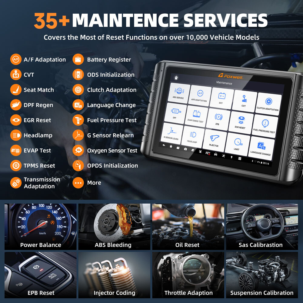 Foxwell NT1009 Bidirectional OBD2 Scanner ECU Coding ALL System 10.1" Bluetooth