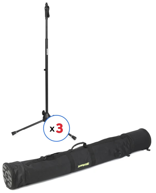 Shure SH-TRIPODSTANDDX Tripod Microphone Stand - 3 Pack with Bag