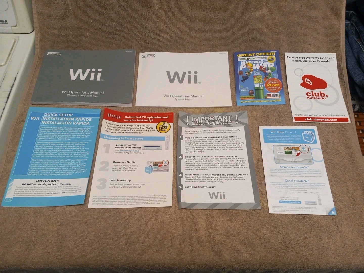 Original Nintendo Wii Owners Operations Manuals With Other Paperwork