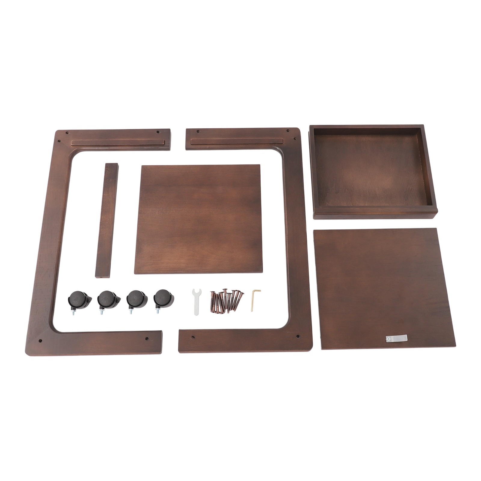 C-Shape Mobile Snack End Side Sofa Laptop Table w/ Drawer & Lockable Wheels