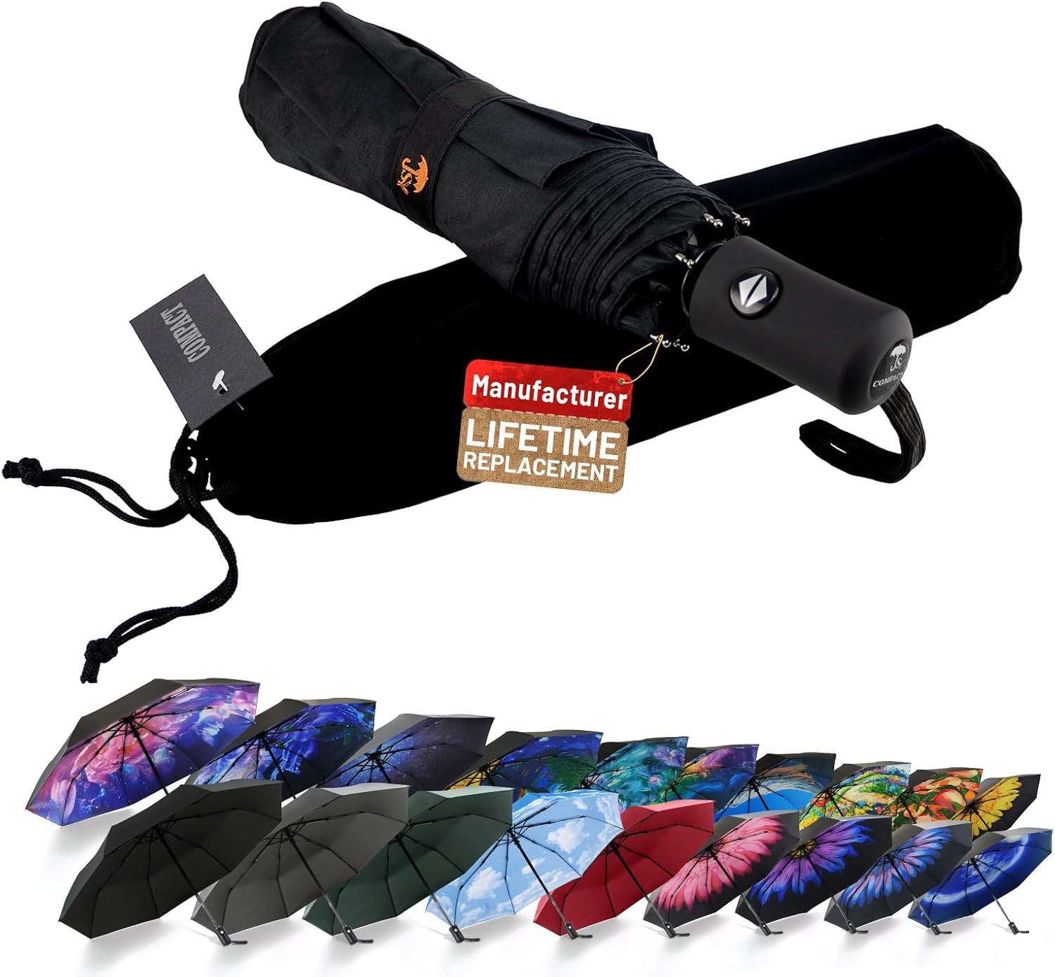 Travel Umbrella Windproof Automatic Umbrellas Small Compact UV Sun Protection Fa