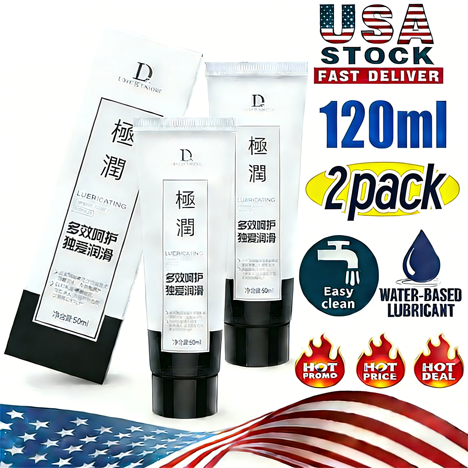 2bottle Personal Lubricant Water Based Sex Lube Long Lasting Lube Men Women Male