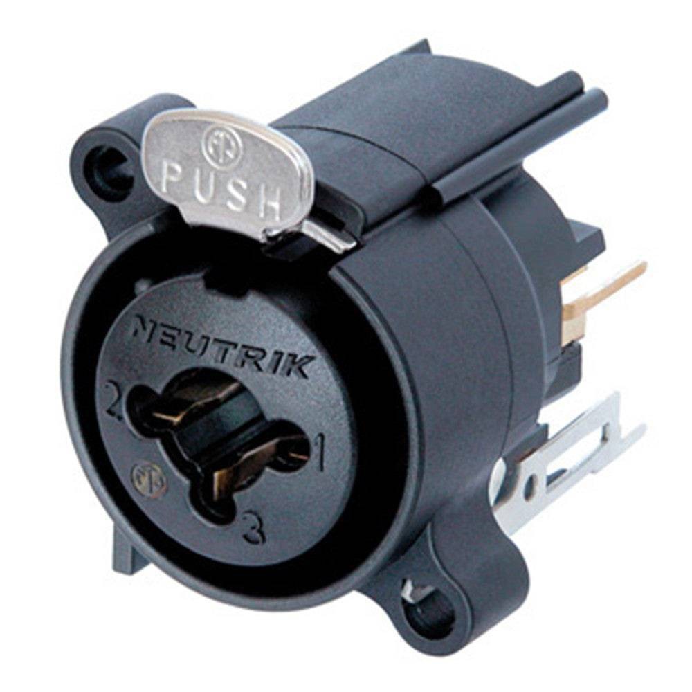 Neutrik 3 Pin Combo A Series Female XLR Chassis Connector, Vertical Mount, Black