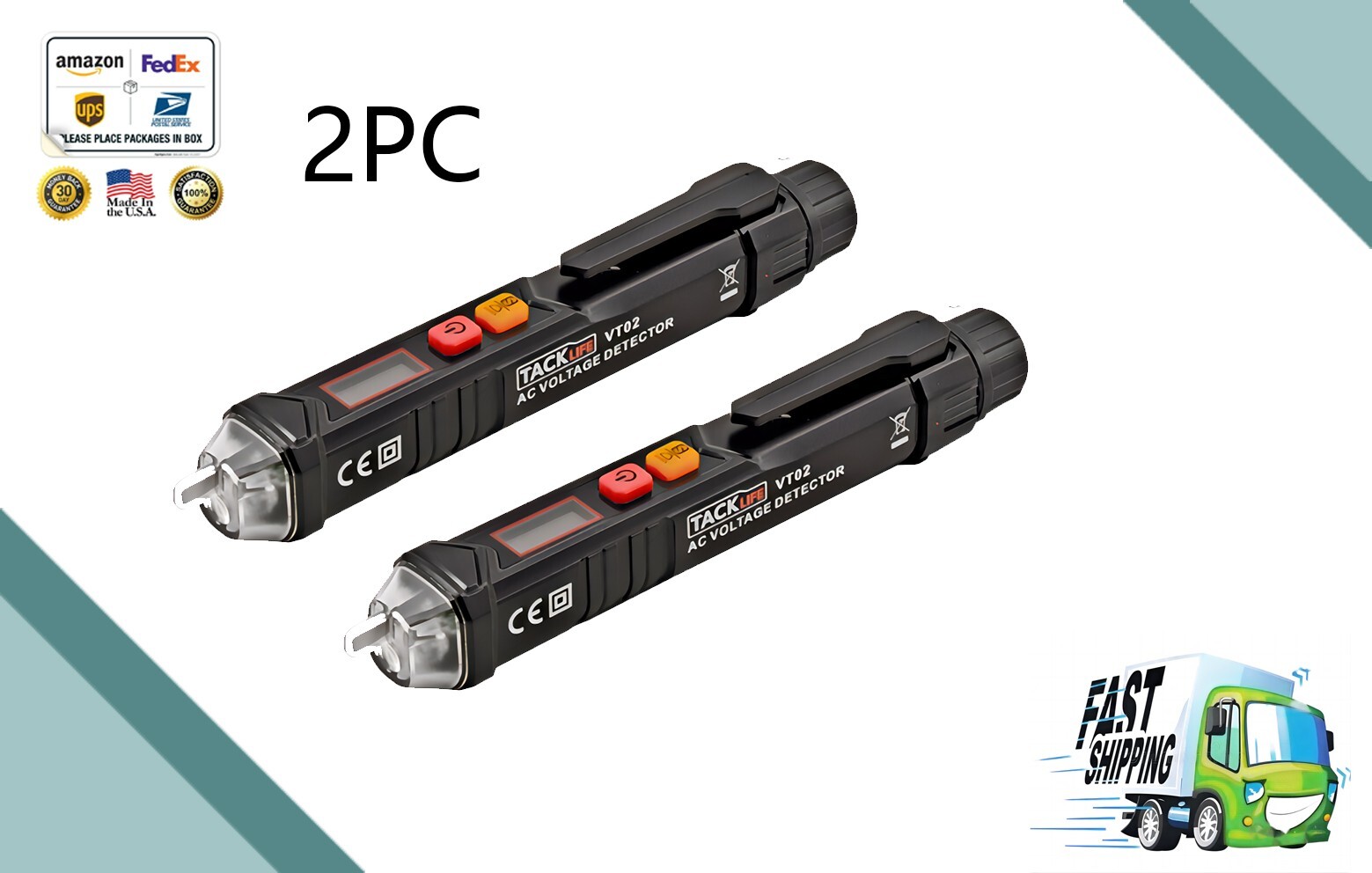 2x Non-Contact Voltage Tester Pen | Electrical Sensor Detector | Safe LED Tool