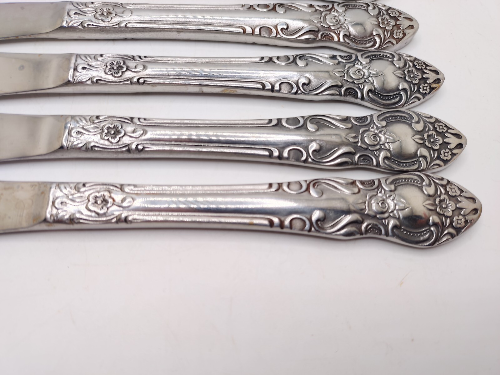 Vtg Stainless Steel Floral Scroll Edge Flatware Set Dillards Korea Retired 50pc