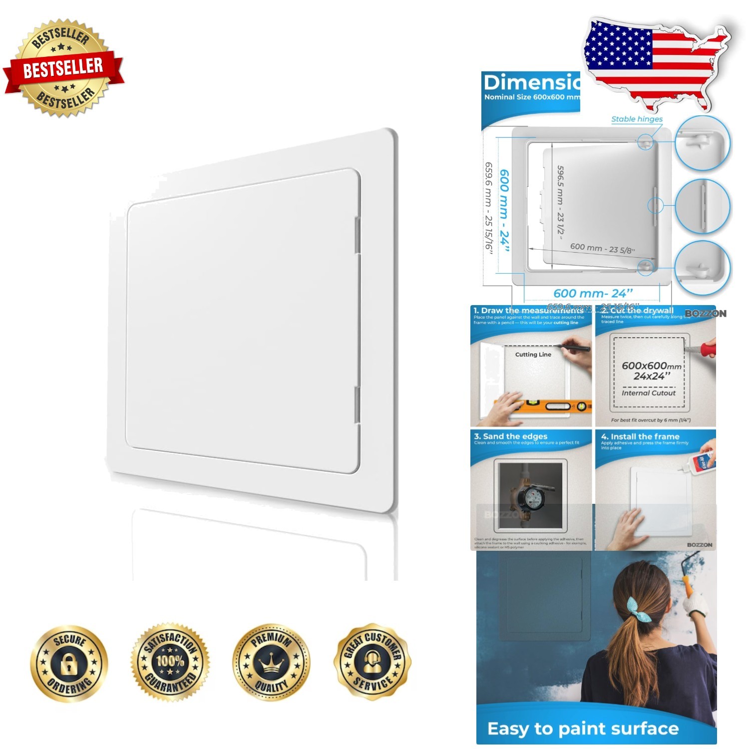 Heavy Duty 24x24 White Plastic Access Door - Plumbing & HVAC Panel