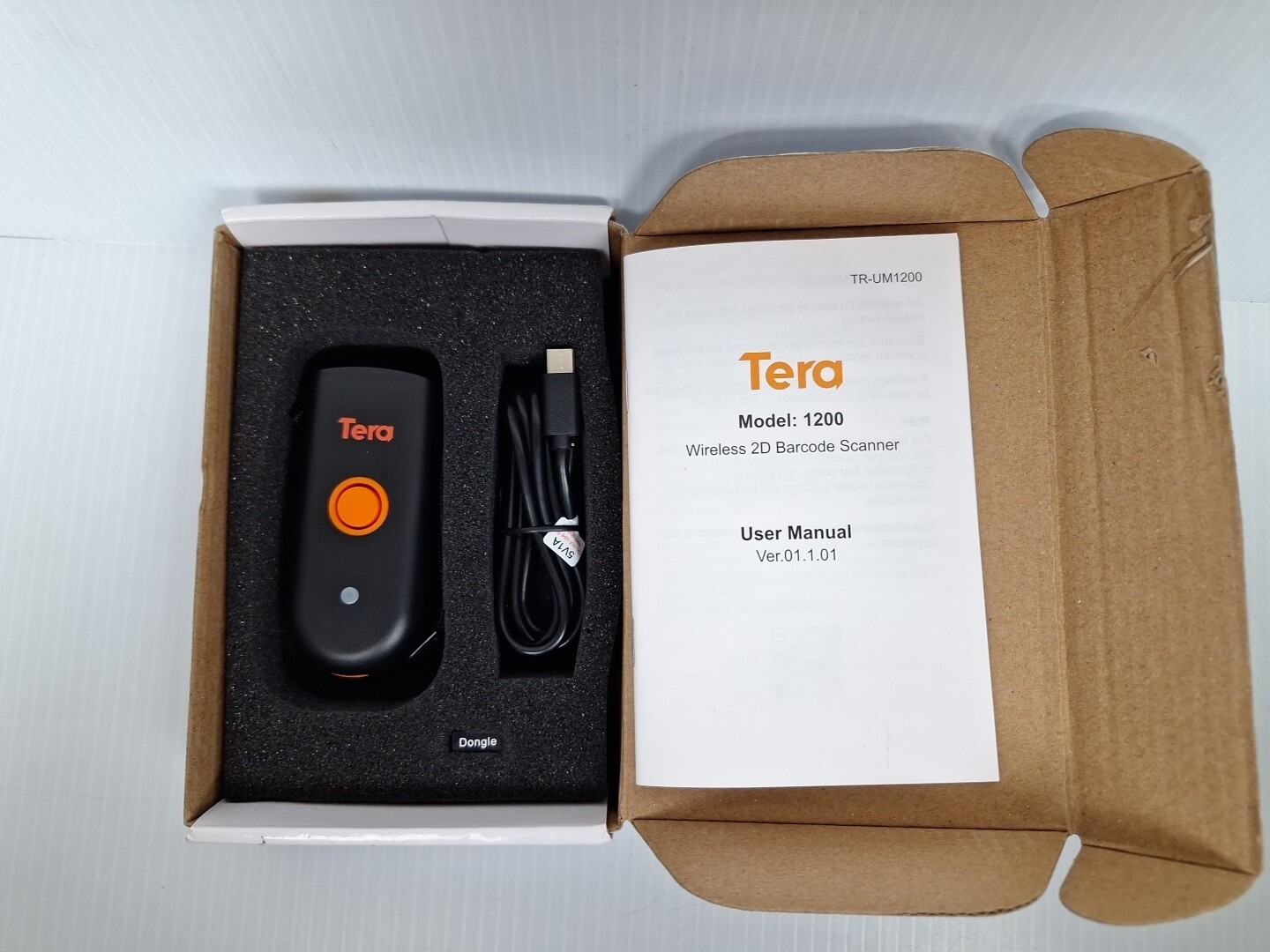 Tera Model 1200 Mini Portable Barcode Scanner - USB, Plug & Play, Dongle, Manual