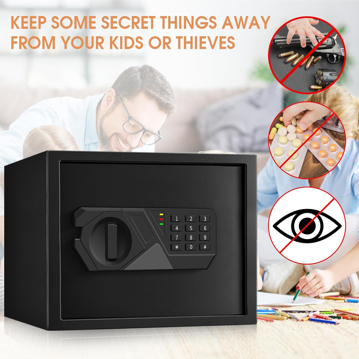 1.2 Cub Small Fireproof Safe for Home Use, Digital Home Safe Fireproof Waterproo