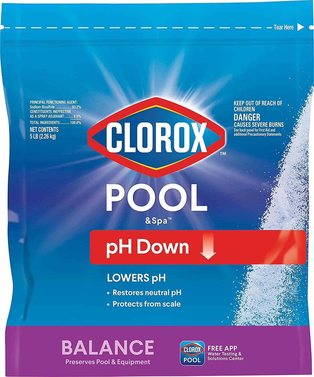 Swimming Pool Ph Down, Lowers Ph, Protects against Eye and Skin Irritation, 5LB