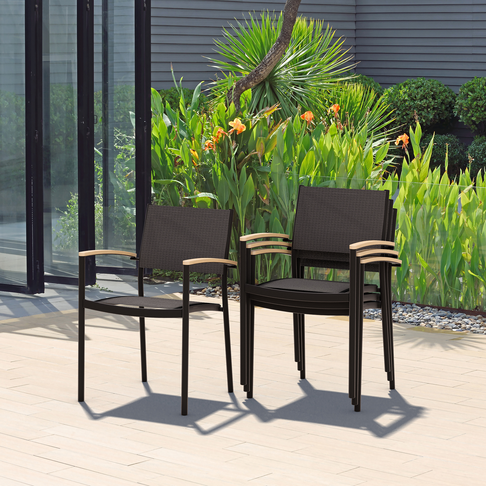 Amazonia Busset 5-Piece Outdoor Dining Set | Teak Finish | Ideal for Patios