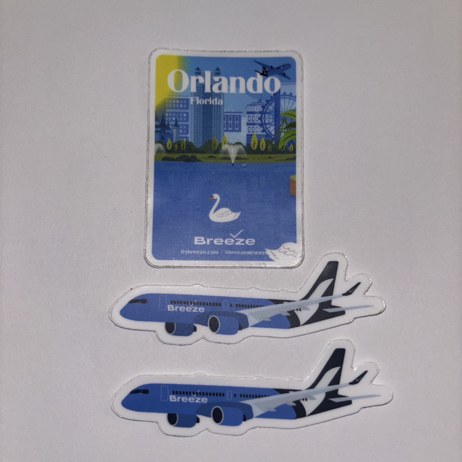 Breeze Airways Orlando Florida MCO Sticker And Two Airplane Stickers