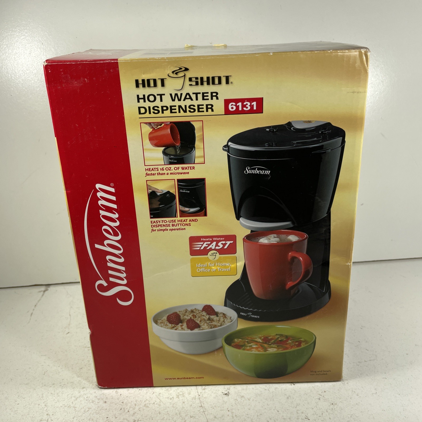 Sunbeam Hot Shot Water Dispenser 16 oz, Black, 6131 Black New Open BOX