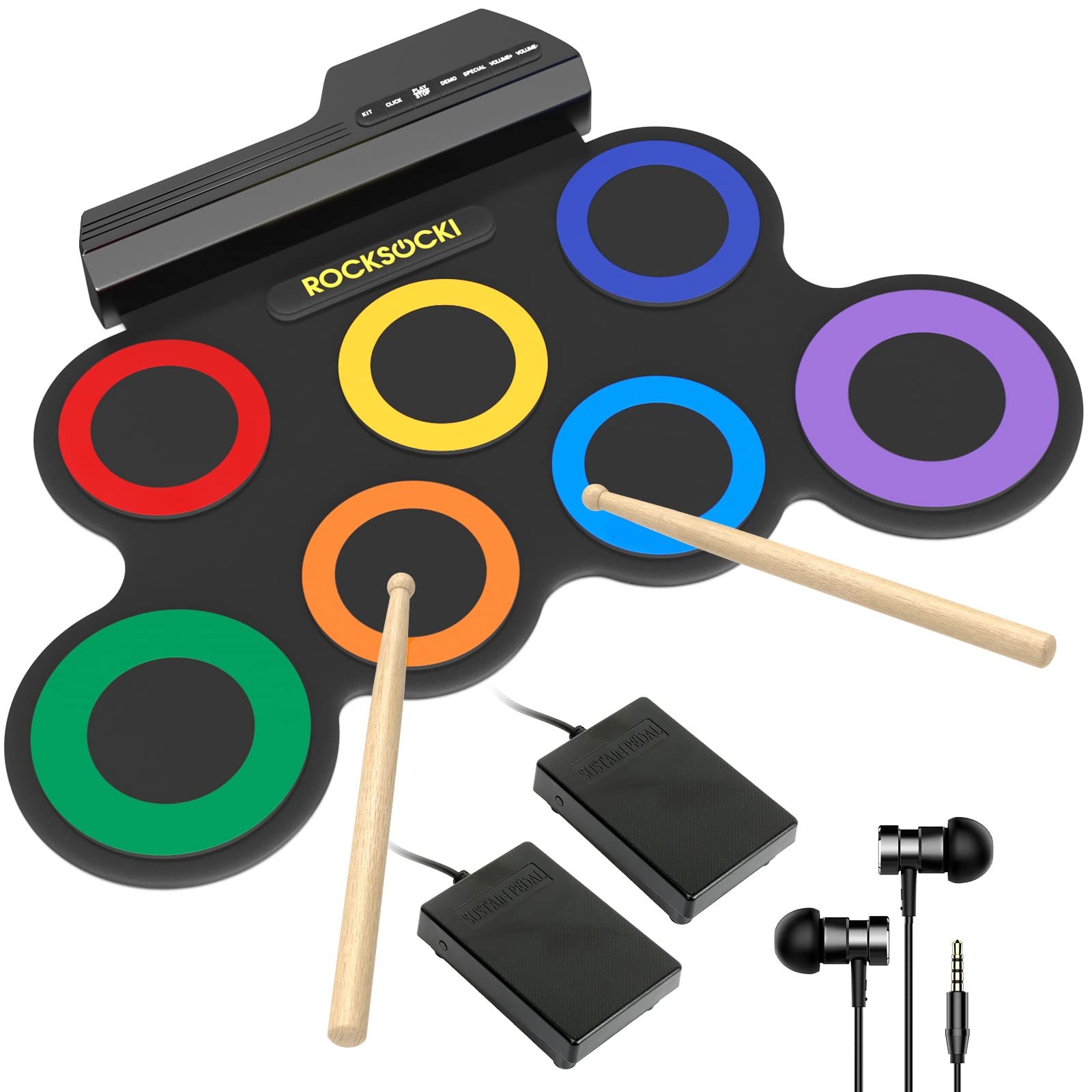 7-Pad Electric Drum Set for Kids with Headphones - Great Holiday Gift