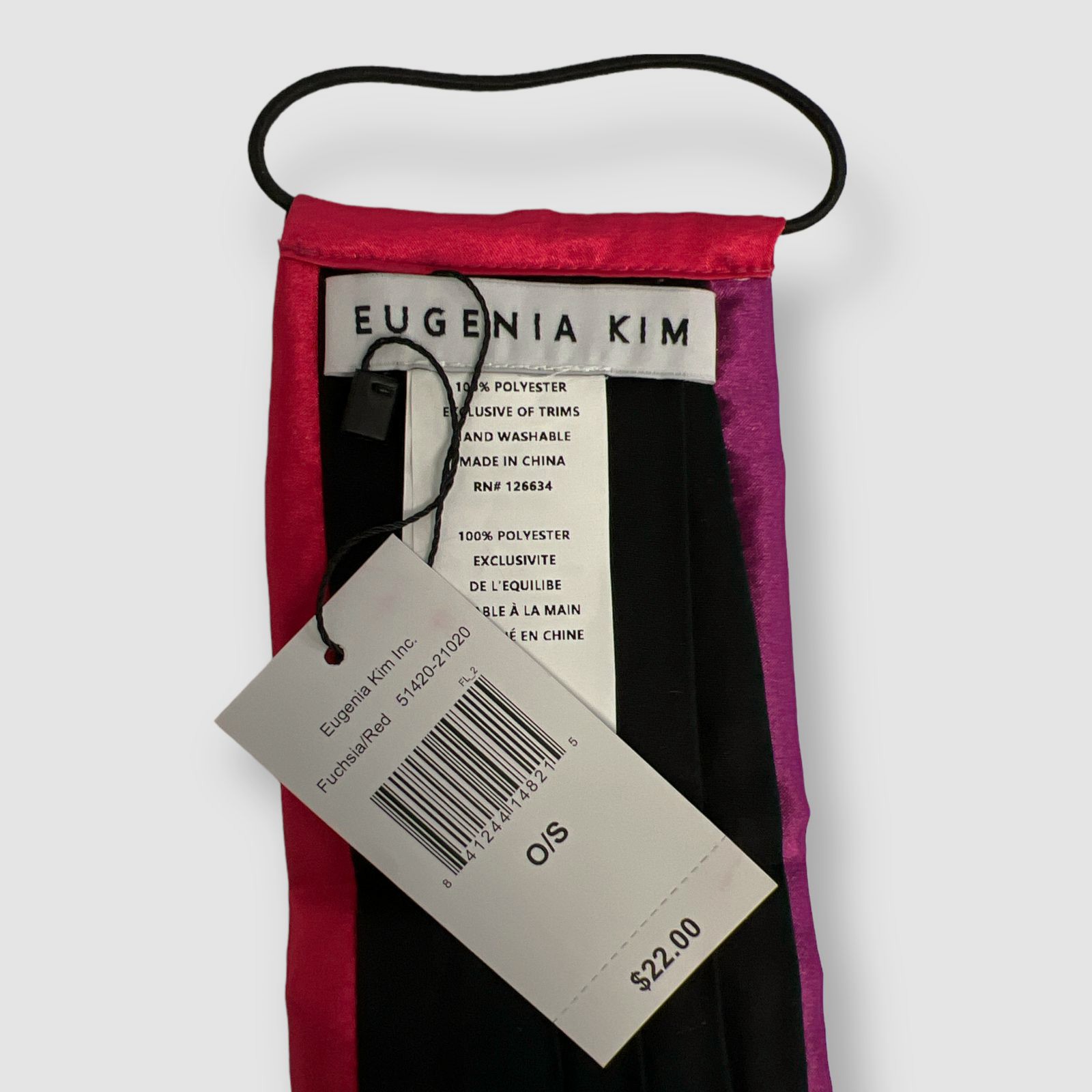 $22 Eugenia Kim Red Pleated Adult Satin Cloth Face Mask Covering One Size