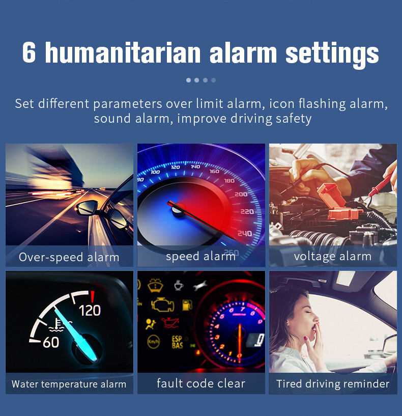 Car HUD Digital Speedometer Projector Head Up Display OBD2 GPS Overspeed Alarm