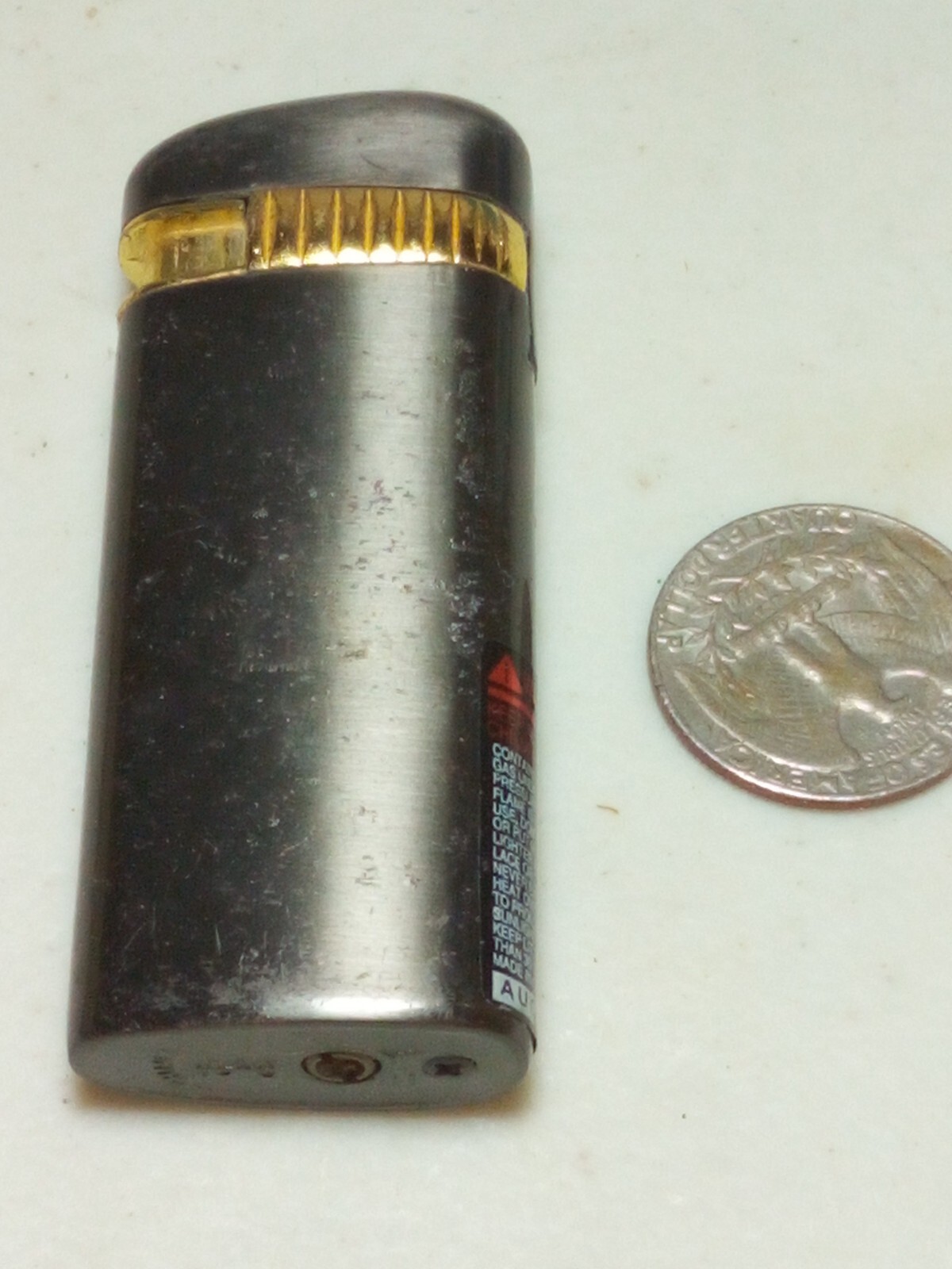 vintage lighter metal rare Gray W/ Gold Original Stickers 4Repair/Collector G50