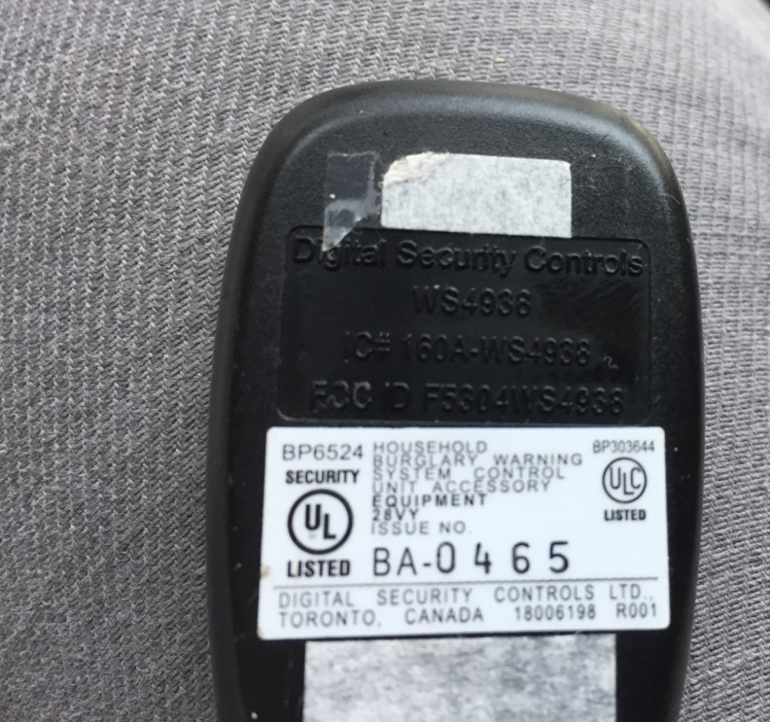 DSC WS4938 Single Button Wireless Panic used