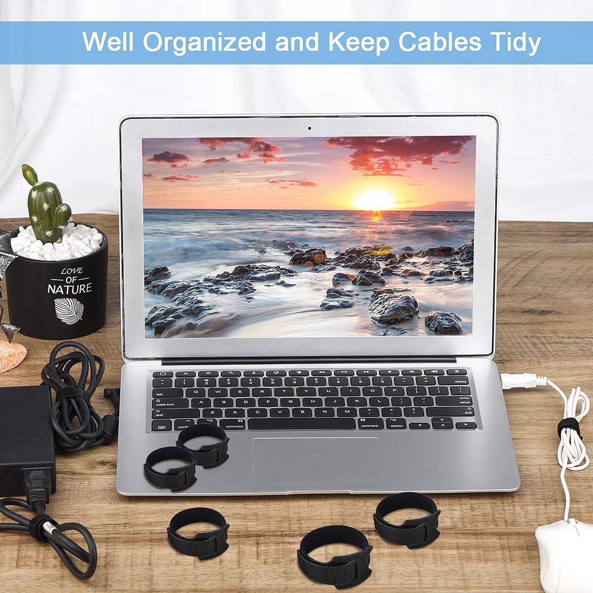 60 PCS 6 Inches Reusable Cable Ties, Adjustable Cord Straps Wire Organizer Co...
