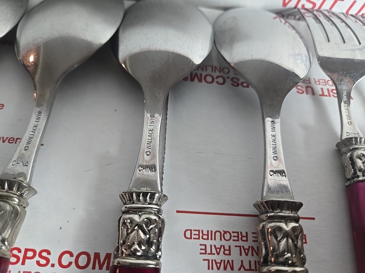 Wallace 18/10 Stainless Flatware 11 Pieces, St Moritz Pearlized Red-Pink