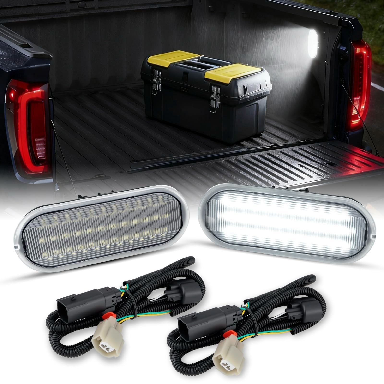 LED Truck Bed Light Cargo Lamp w/Wiring Harness for Ford 2015-UP F150 6000K 2pcs
