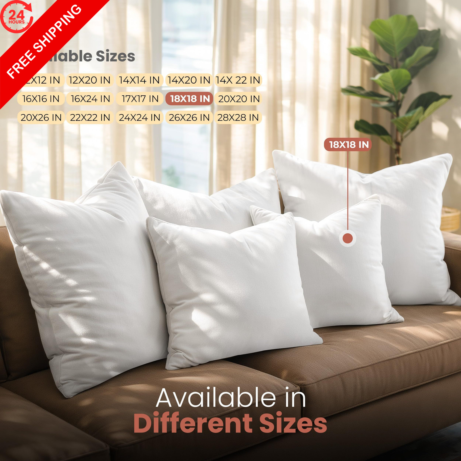 Utopia Bedding 18x18 Pillow Inserts, White Throw Pillows Inch,