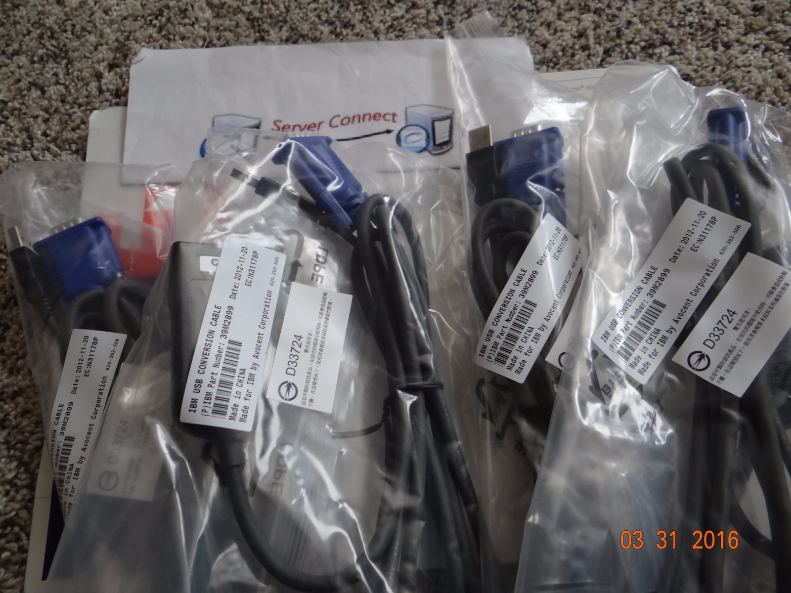 -- NEW IN BAG -- 39M2895 IBM USB CONVERSION CABLE KIT ( SET OF 4 CABLE)