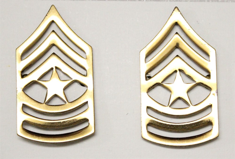 Enlisted Rank Pins: Army Sergeant Major - gilt pair