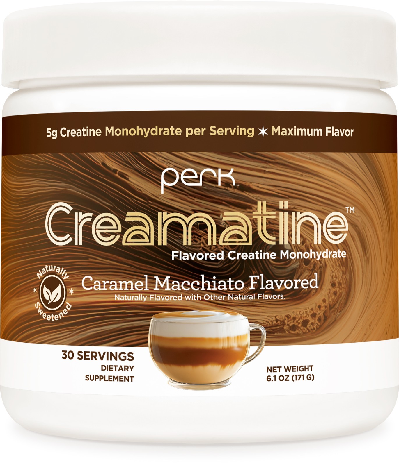 Perk Creamatine (Caramel Macchiato) 30 Servings - Flavored Creatine Monohydrate