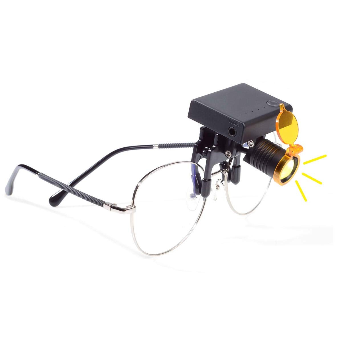 3W Head for Glasses with Optical Clip-on Type + Cloth Storage Case (3W)
