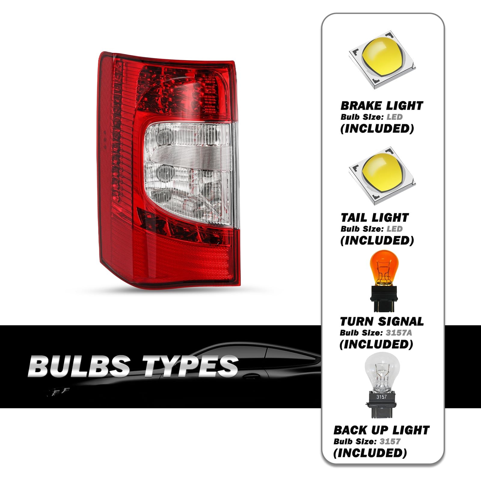 LED Tail Lights for 2011-2016 Town and Country Left Side 5182531AD