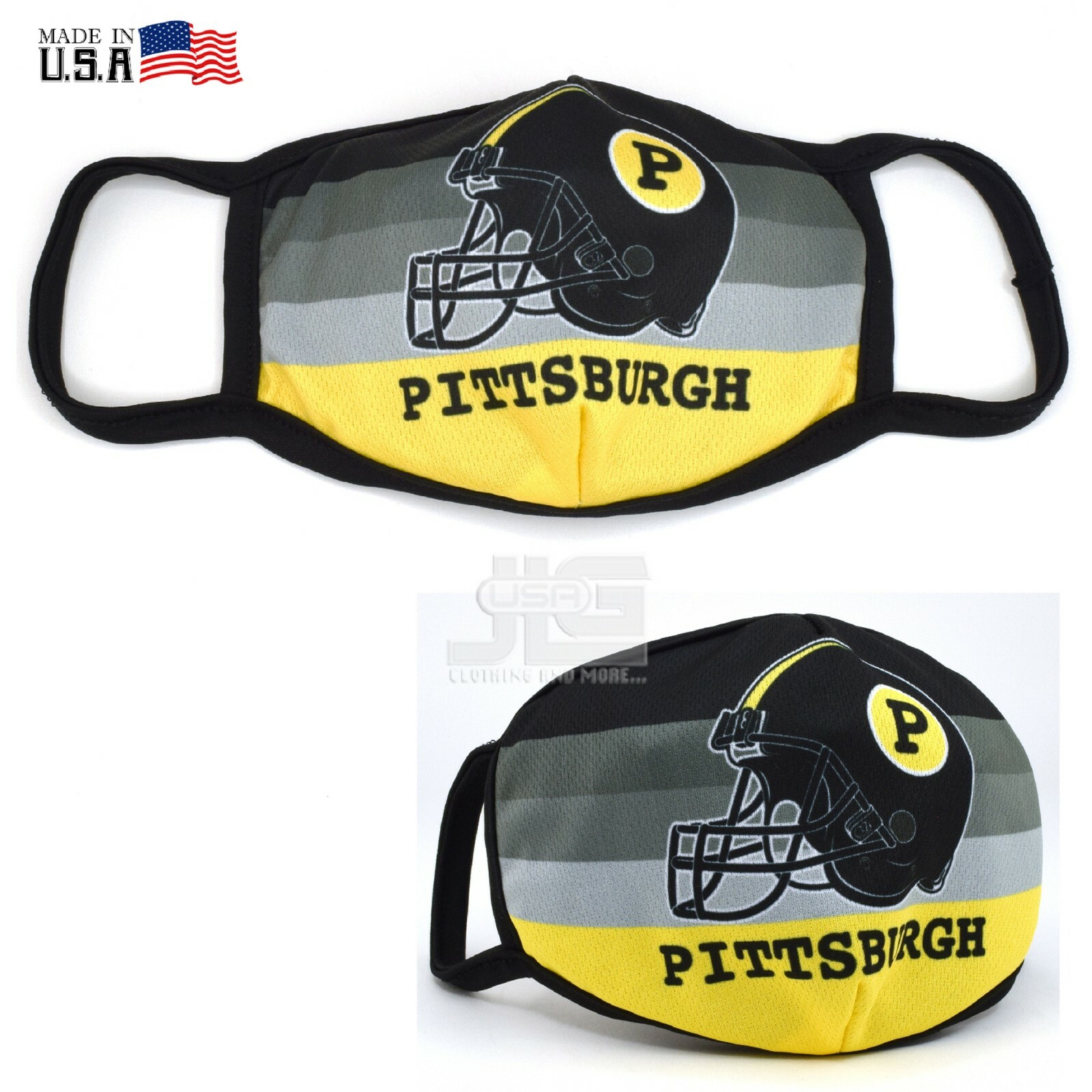 Pittsburgh Fashion Black Gold Cloth Face Mask Football team Helmet Washable