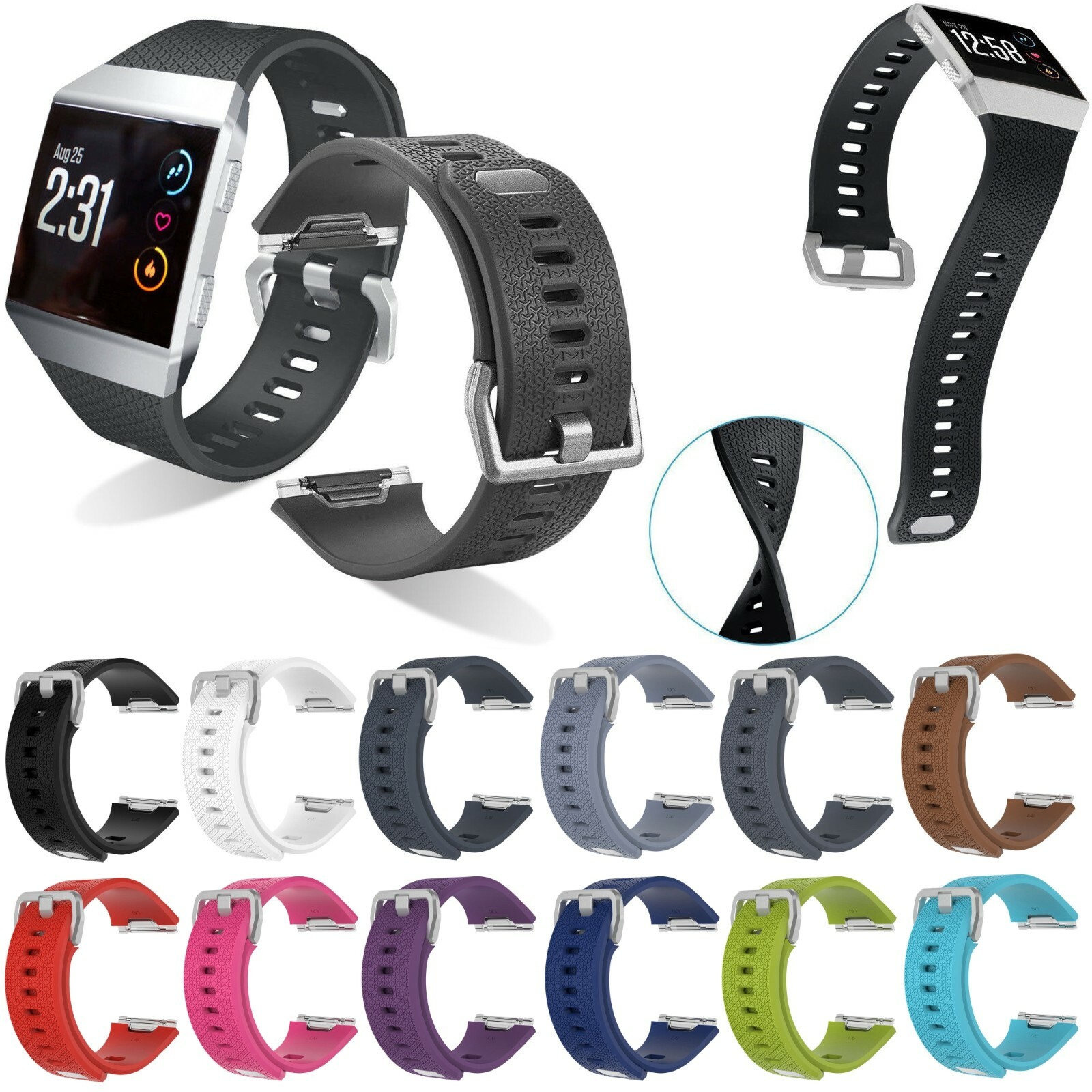 Replacement Silicone Rubber Classic Band Strap Wristband For Fitbit Ionic Watch