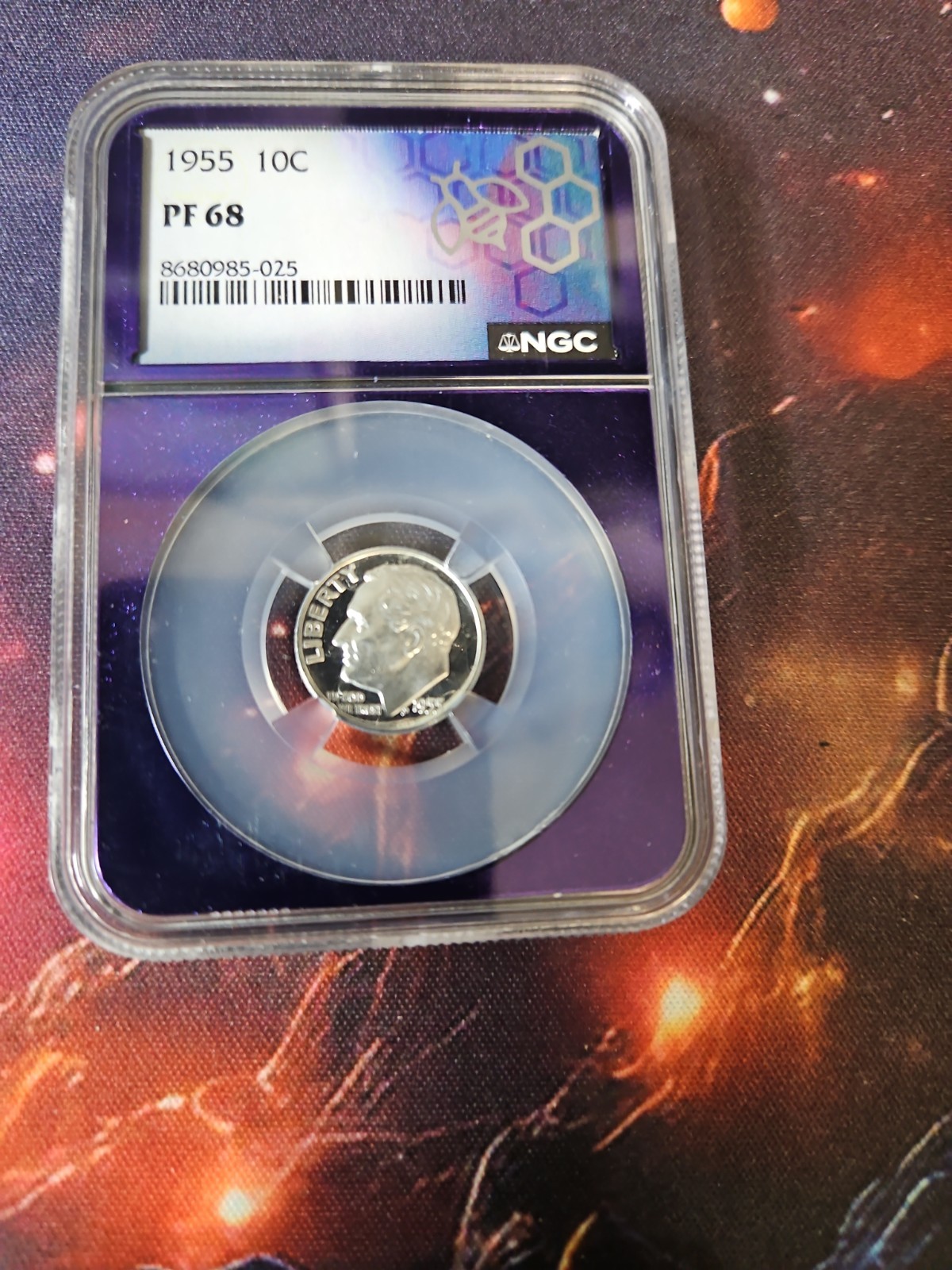 1955 Roosevelt Dime 90% Silver NGC Graded PF68. Coin Is  Stunning Blast White