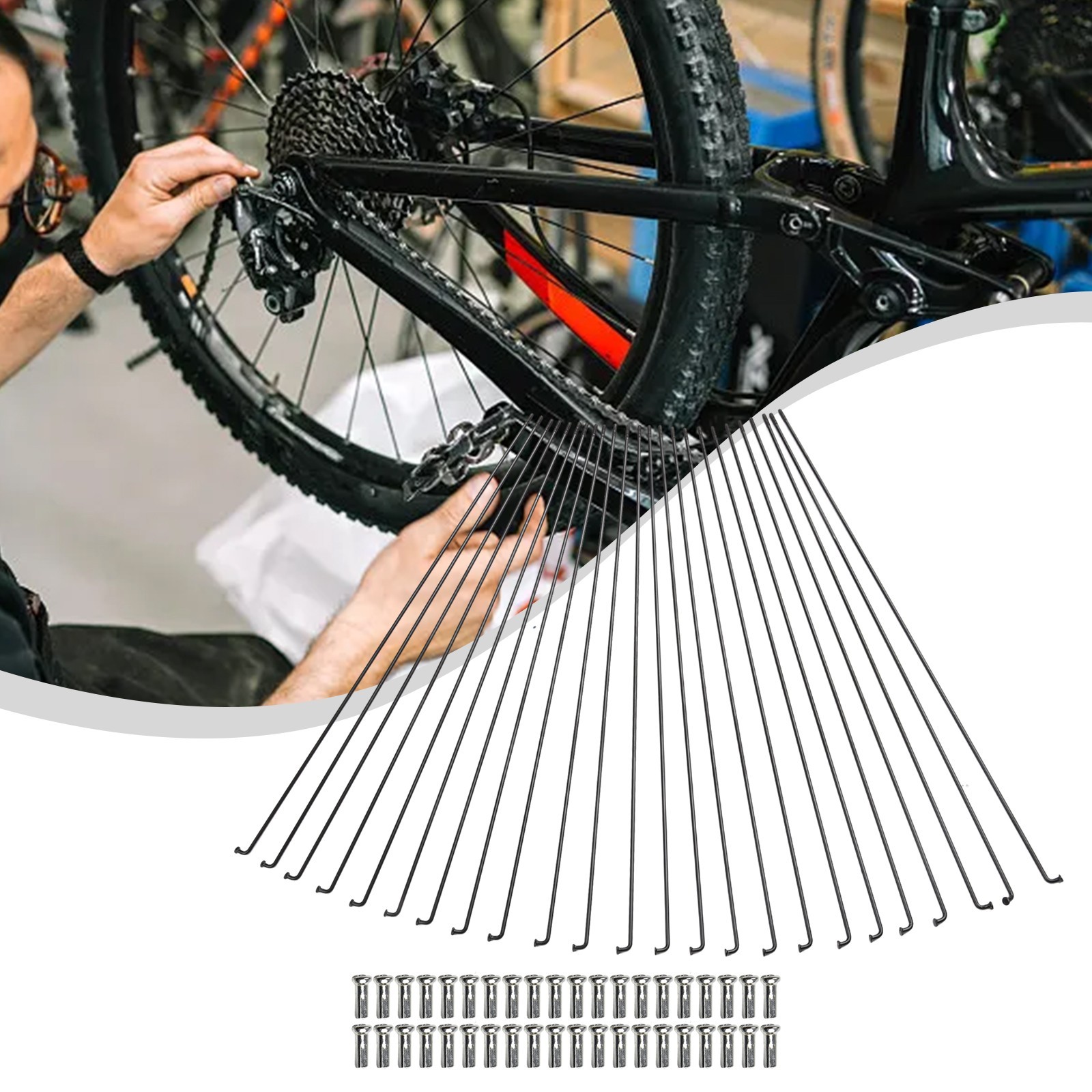 36PCS Steel Spokes 288mm + 36PCS Nipples for 29er Mountain Bike Hub Build