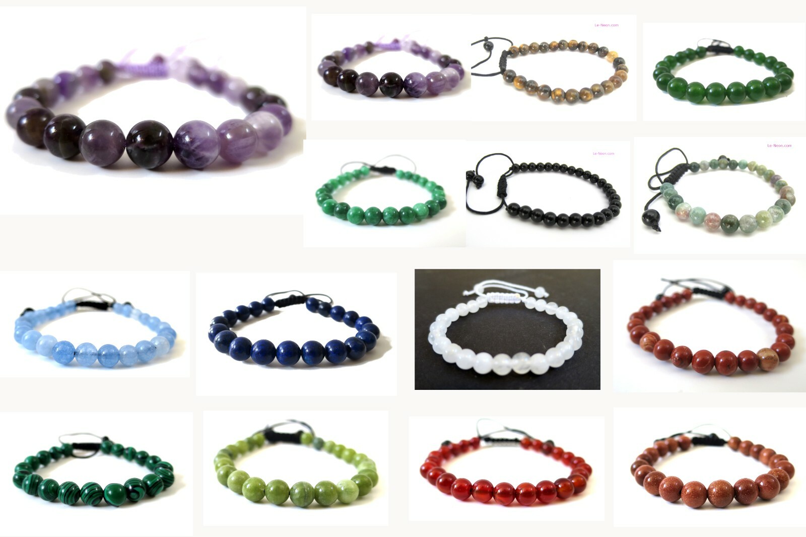 1pc Natural Crystal gemstone Beaded bracelet Handmade 6mm