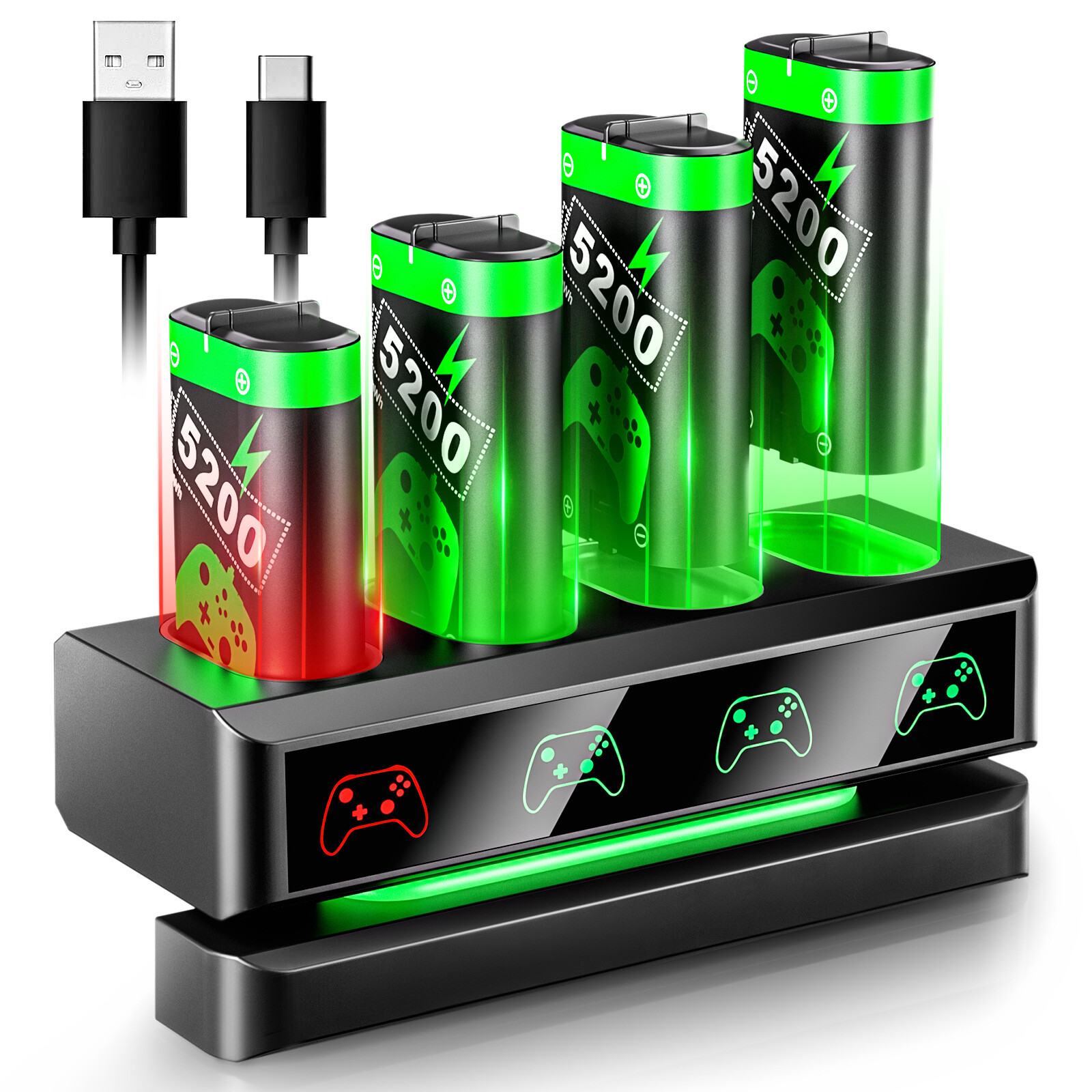 4*5200 mWh Rechargeable Battery for Xbox One/Series X/S/Elite Controller