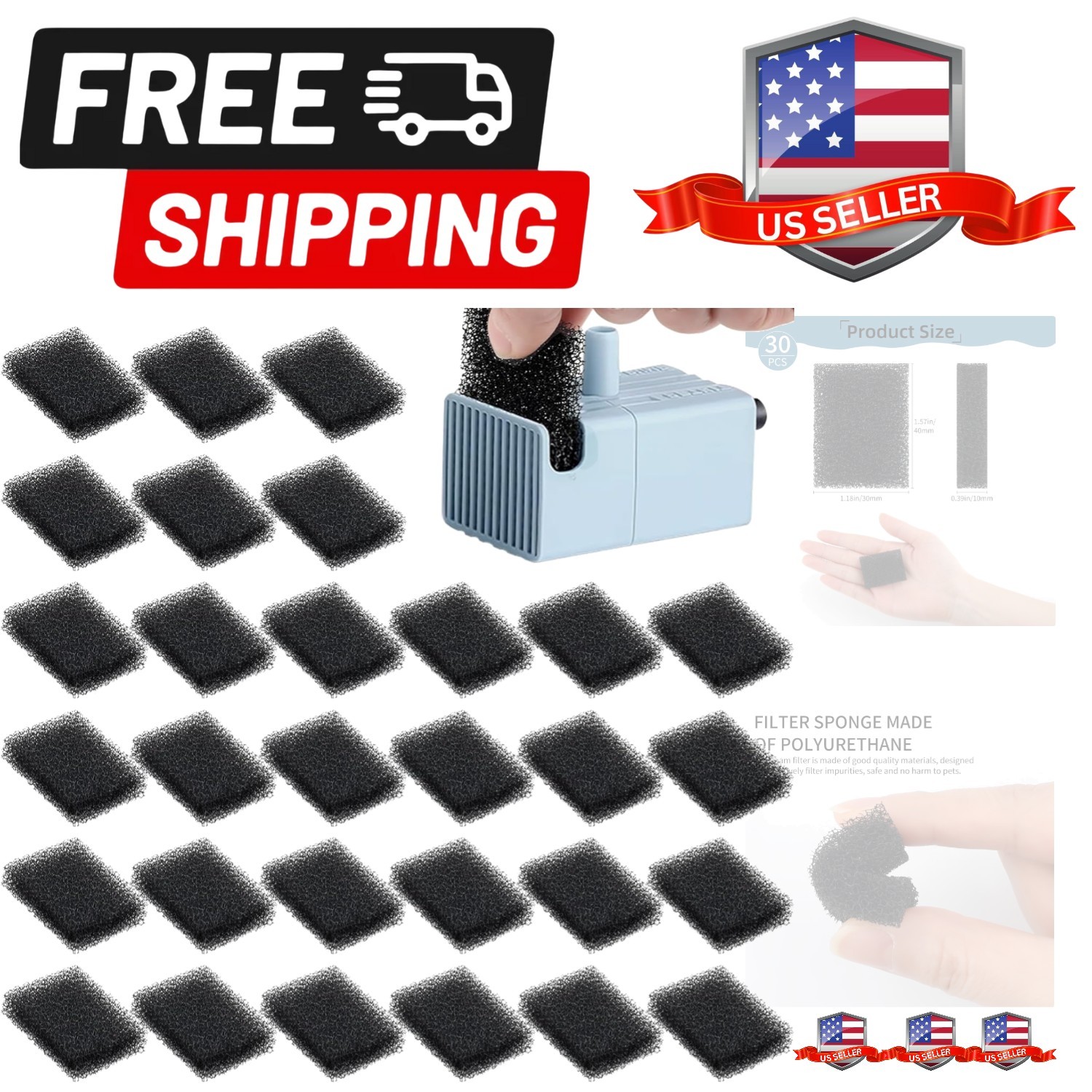 30Pcs Replaced Foam Filters Compatible with Petkit Eversweet 3 Pro/Solo 2/Sol...
