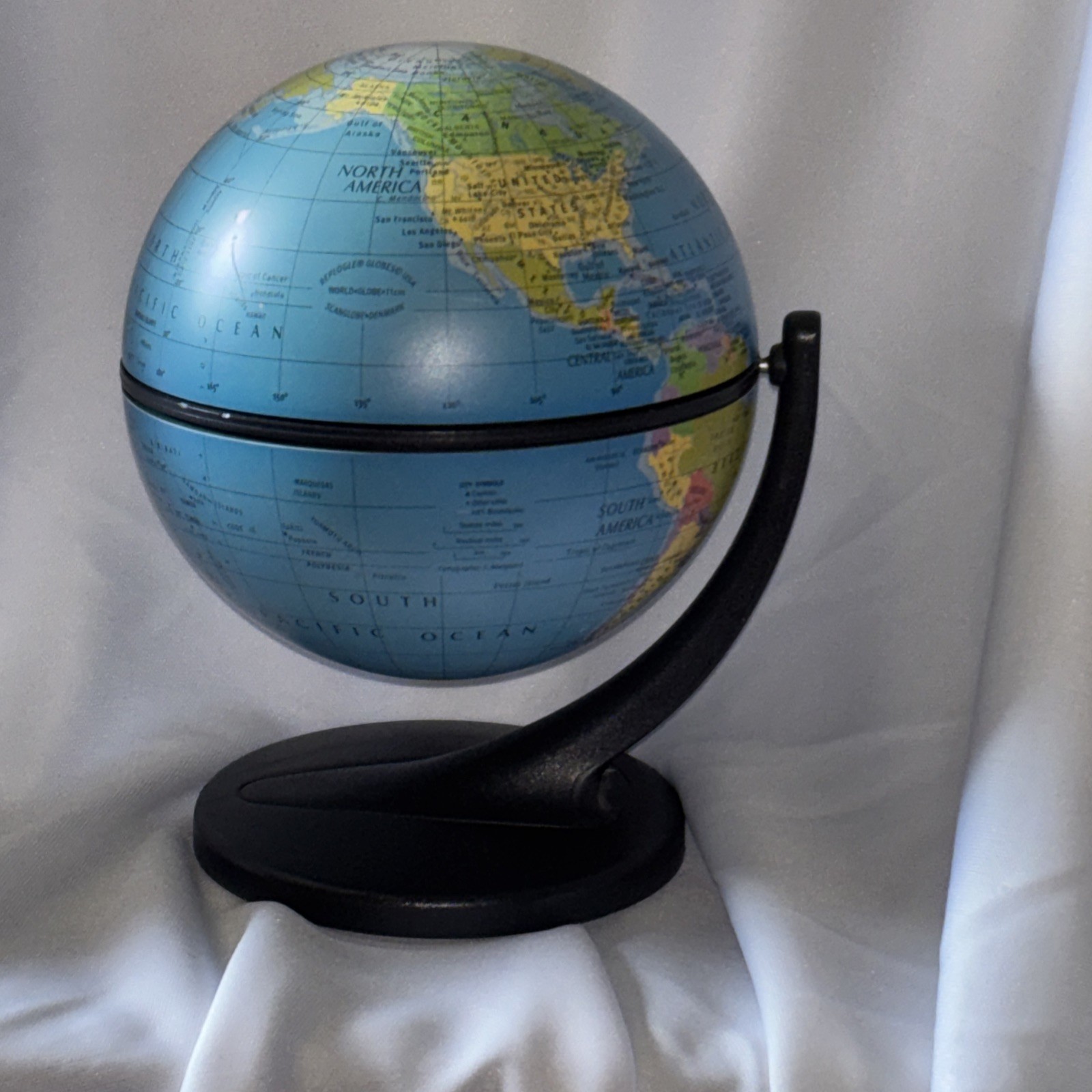 Desktop Rotating Replogle World Globe 6” x 4" Dual Direction Spin