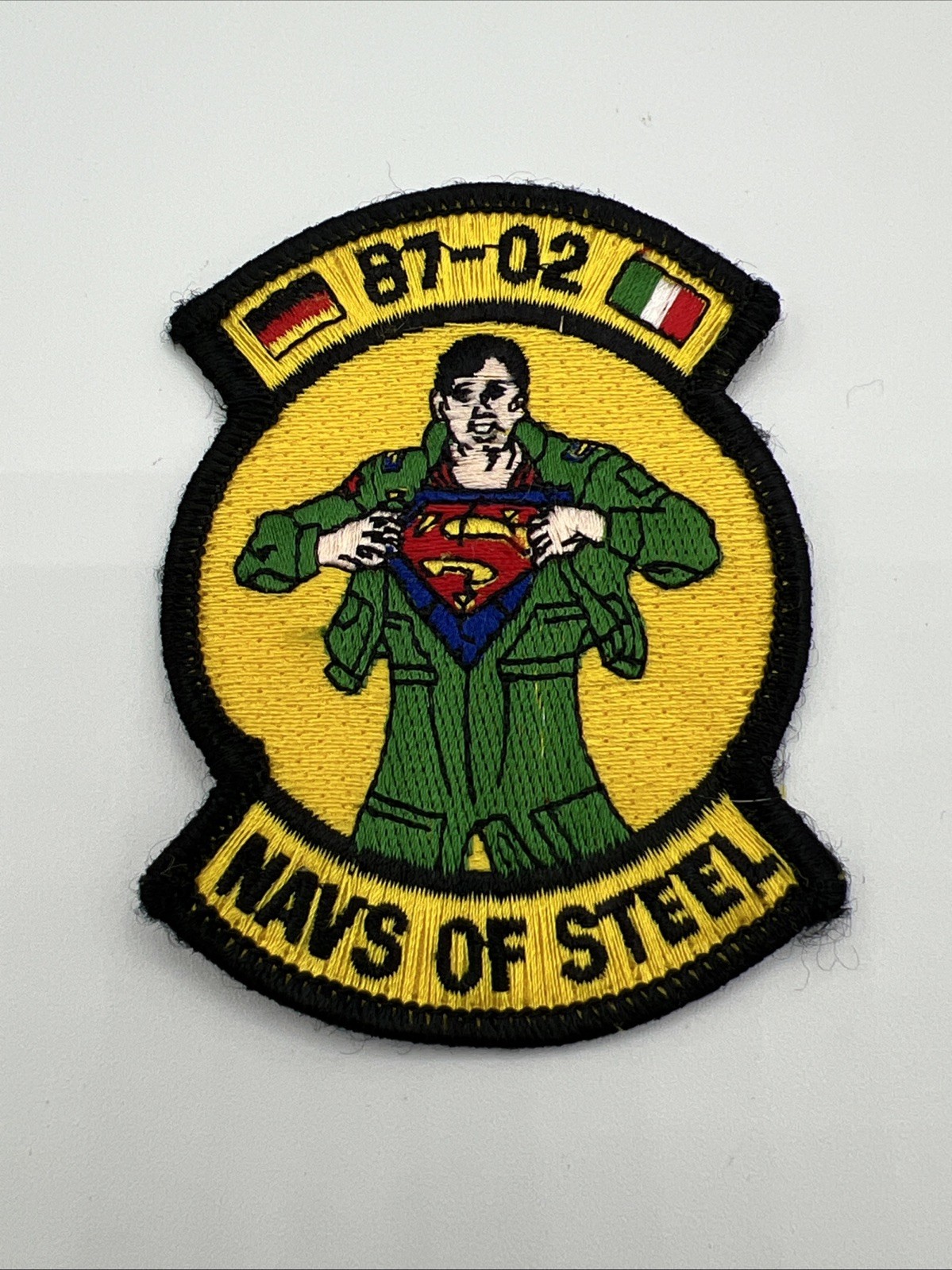 80's USAF SUNT CLASS 87-02 "NAVS OF STEEL" patch Superman Vintage Military