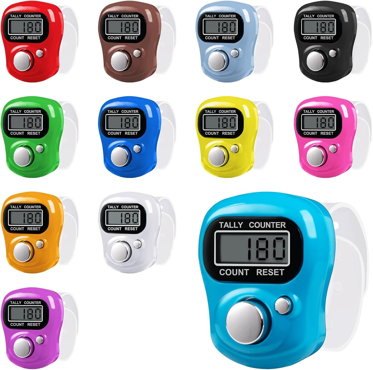 Amble 12 Pack Electronic Finger Counter, 5 Digit LCD Electronic Digital Display,