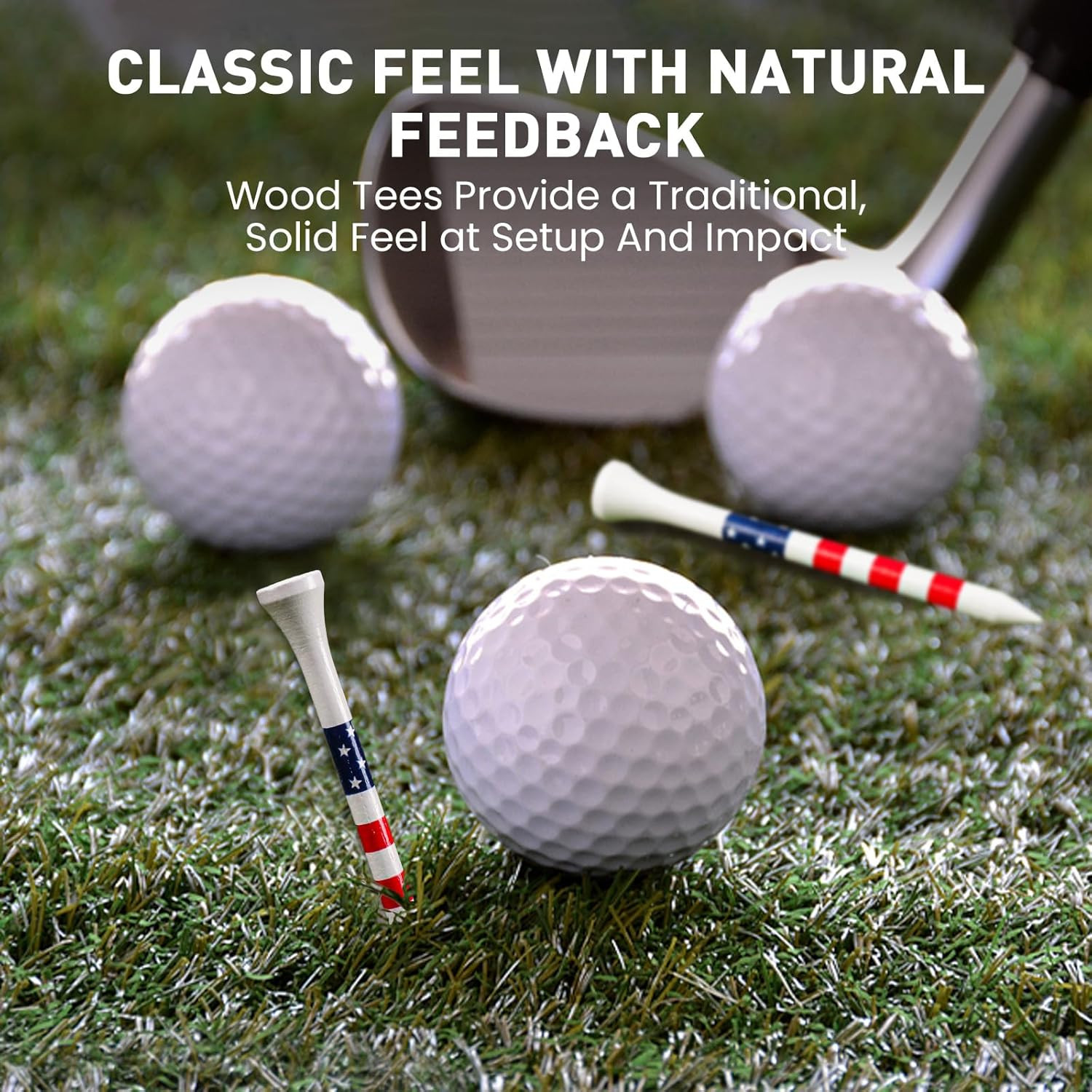 Golf Tees Wood 3 1/4 2 3/4 Inch Value 50/120 Count, Durable Tees with Bright ...