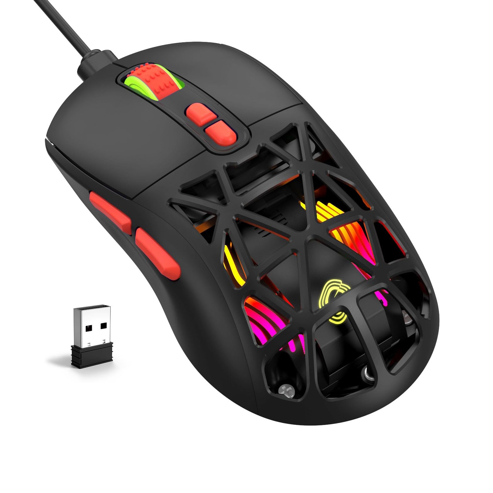 Wireless Gaming Mouse, RechargeableandRechange Shell,RGB Programmable Macro M...