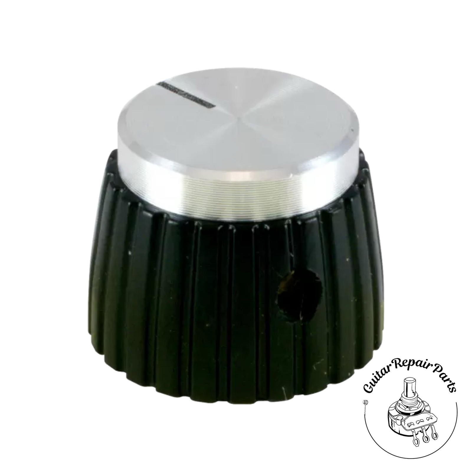 Plastic Amplifier Knob For Marshall (1 pc) - Black w. Silver Cap