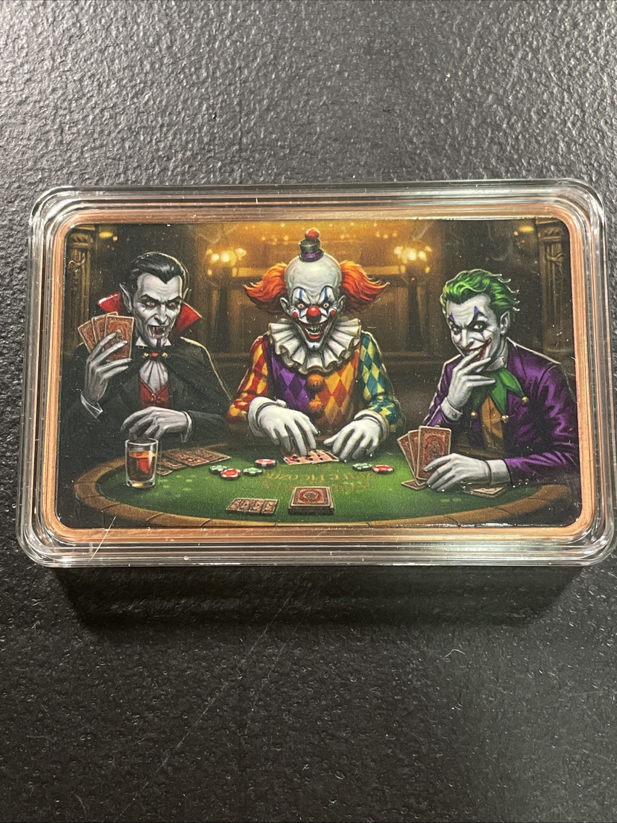Nightmare Flush 5 Ounce .999 AVDP Colorized Copper Bar (Joker-Pennywise-Dracula)