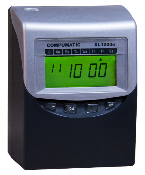Compumatic XL1000e Calculating Time Clock Bundle w/ 100 Time Cards, Rack, Ribbon