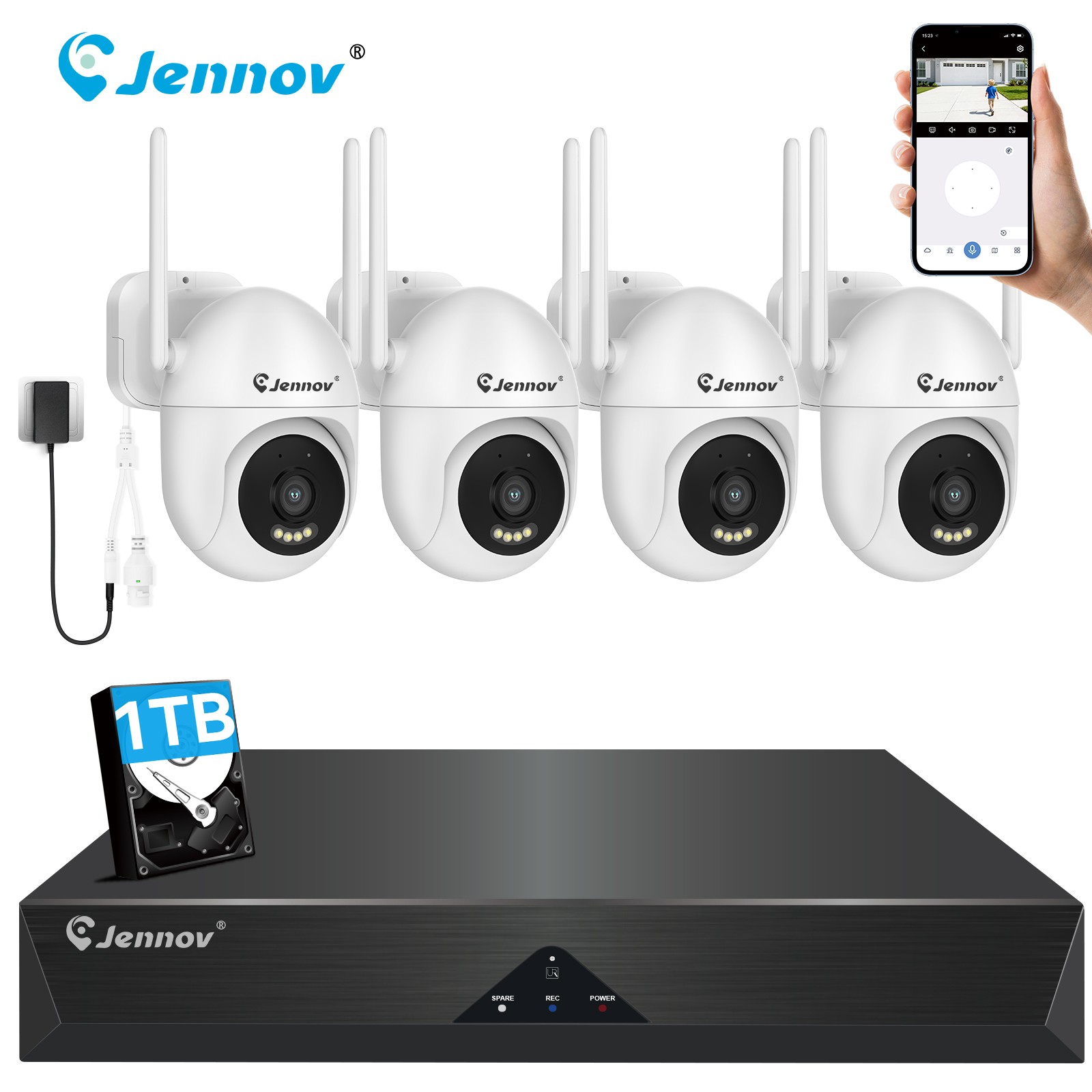 Jennov Wireless Security Camera System 5MP NVR WIFI Color Night Vision