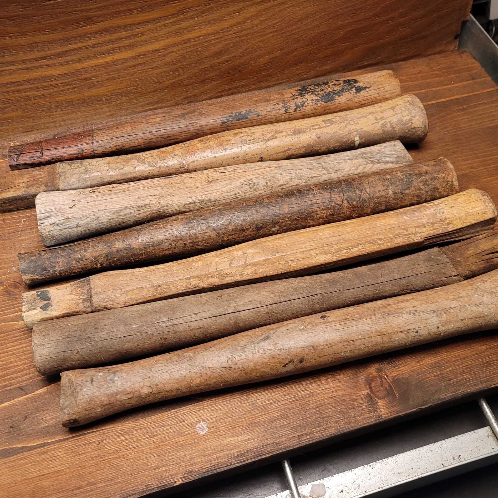 Lot of 7 Vintage used and Cut off Hammer Handles for Refurb or Art Project (B2)