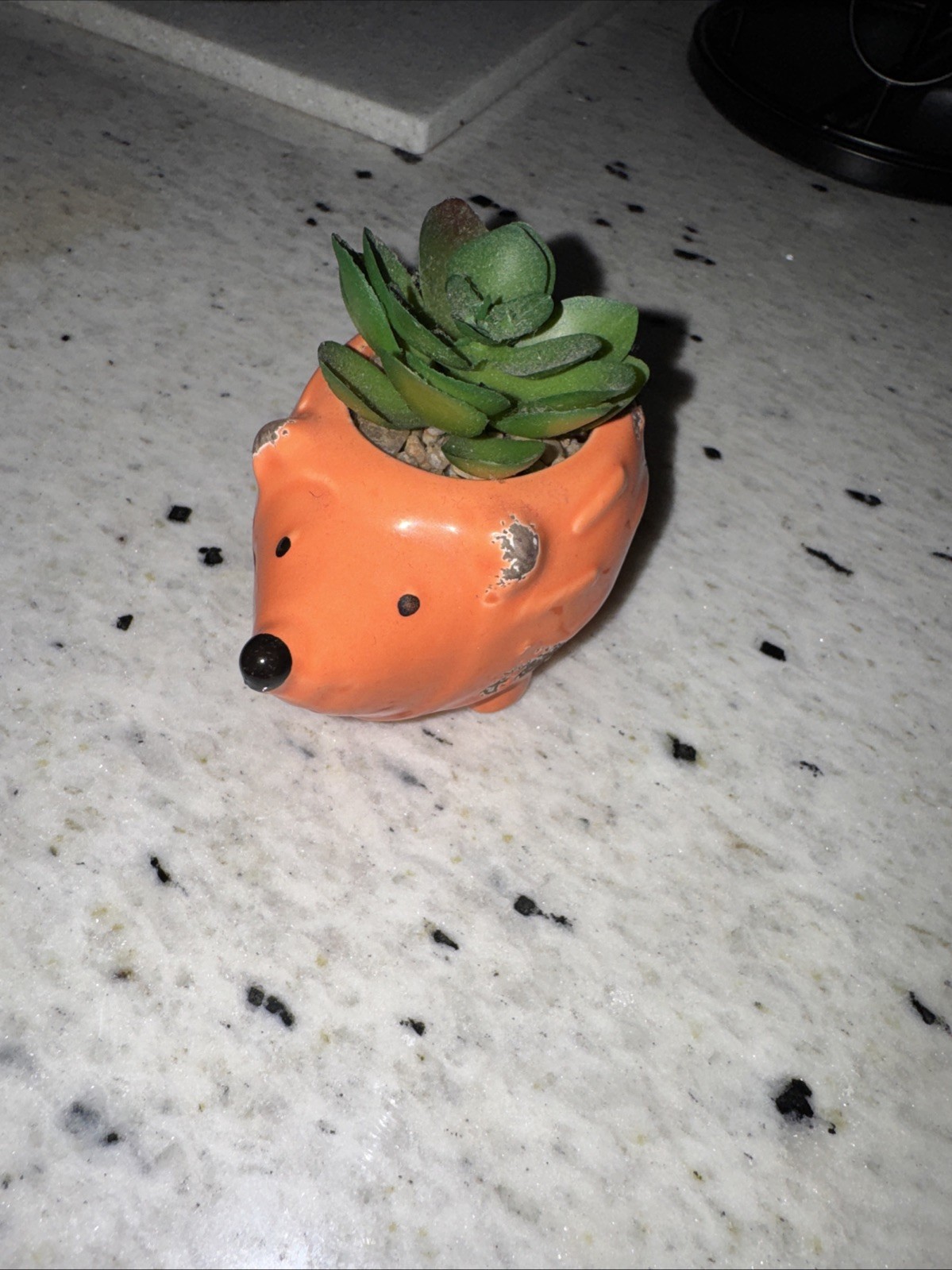 Small Hedgehog Artificial Succulent Cactus Orange Planter - Adorable!