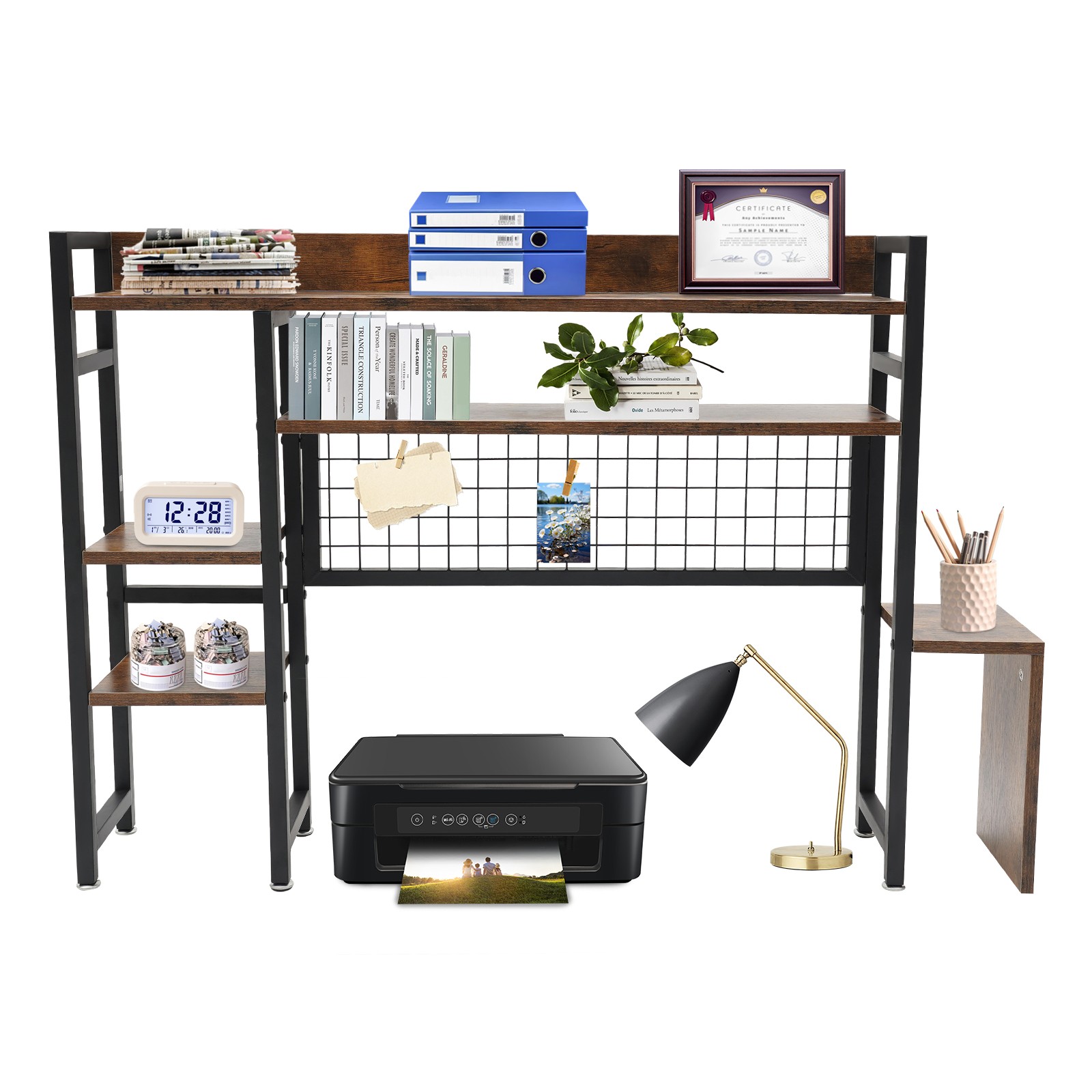 Rustic Desktop Bookshelf Multipurpose Countertop Display Shelf for Office Home