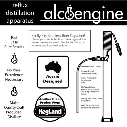 AlcoEngine Copper Reflux Still Top w/ Barb Connections - for Digiboil, BrewZilla